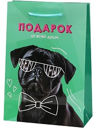Пакет подарочный с глянцевой ламинацией 14x20x6,5 см Праздничный пёсик, 157г ПКП-1116