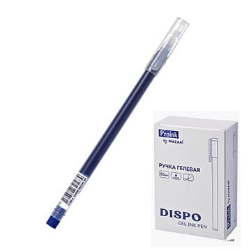 Ручка гелевая DISPO, СИНЯЯ, игольчатый пишущий узел 0.5 мм P-101-3