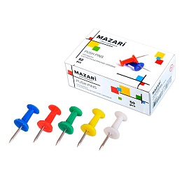 Кнопки канцелярские силовые, 50 шт., ЦВЕТНЫЕ, картонная упаковка M-6891