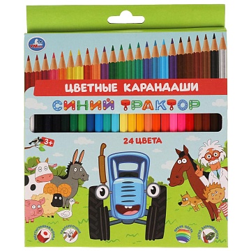 Цветные карандаши "Синий Трактор" 24 цвета, шестигранные 308502--