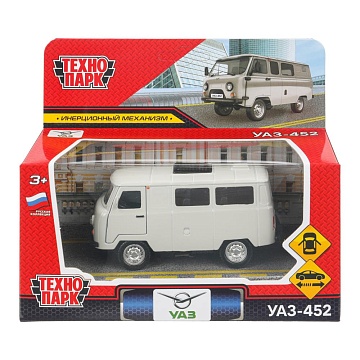 Машина металл уаз-452 "буханка" 10,5 см, дв, инерц, серебристый 400728