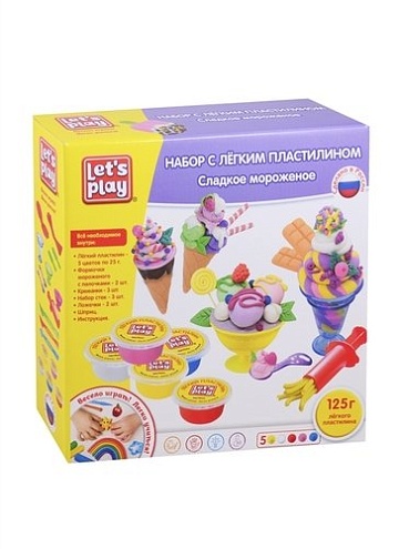 Набор с легким пластилином Сладкое мороженое, 25 см. ТМ Let's Play 36473