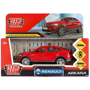 Машина металл RENAULT ARKANA дл 12 см, откр дв, багаж, инер, красный--