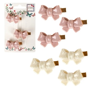 Lukky Fashion набор из 3 заколок-зажимов Бантик мини глянцевый Т24098