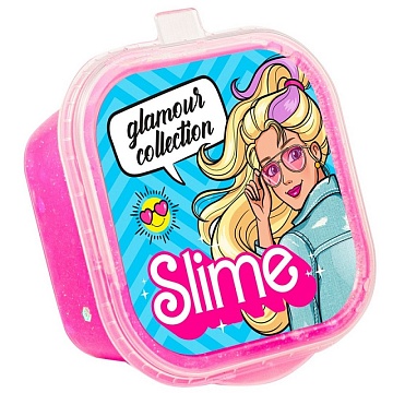 Slime с товарным знаком "Slime" Glamour collection, розовый с блестками 60 г SLM180