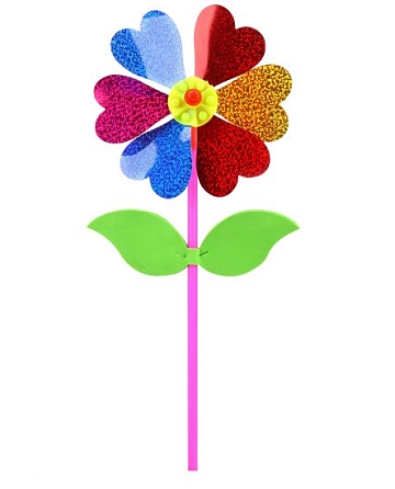 Вертушка Цветочек с лепестками 35 см, голограмма 6906E