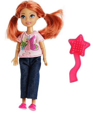 Кукла "Карапуз" Анна, 15см, в джинсах и розовой футболке 342746