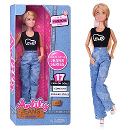 Кукла Anlily Jeans в джинсах, черной футболке и босоножках 98036F