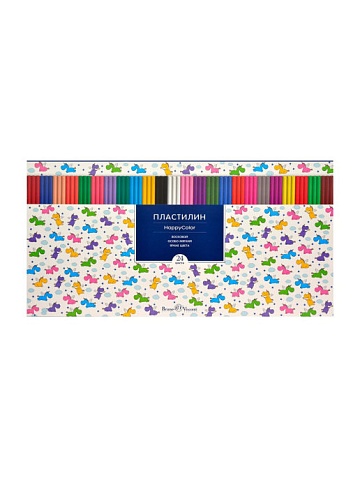 Пластилин восковой "HappyColor" 24цв.в коробке с пеналом 34-0026