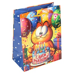 Пакет подарочный глянцевый 18х23 Рыжий кот 