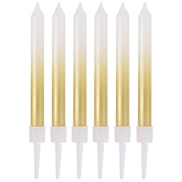 Свечи Градиент бел/золот перлам 8см 6штG 1502-6732