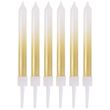 Свечи Градиент бел/золот перлам 8см 6штG 1502-6732
