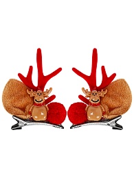 Новогоднее украшение. Набор заколок для волос 2 шт., Новогодний олень, 8*5 см НУ-1936