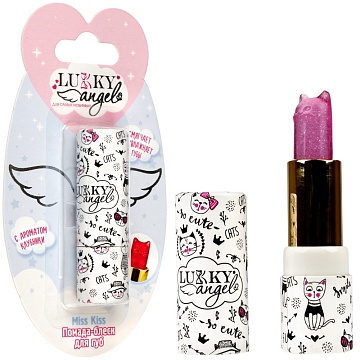 Lukky Angel Miss Kiss сияющая помада-блеск для губ, 3,4 гр, цвет малиновый, блистер Т25830