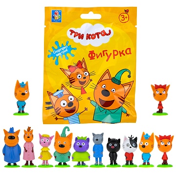 Три кота игрушки пласт. фигурки на подставке 12 видов 4-6,5 см+ картонный пазл на 9 деталей Т18085