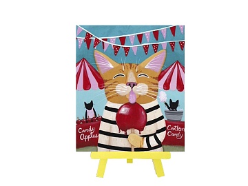 Алмазная мозаика "Кот с мороженым" с мольбертом 21*25см M-11851