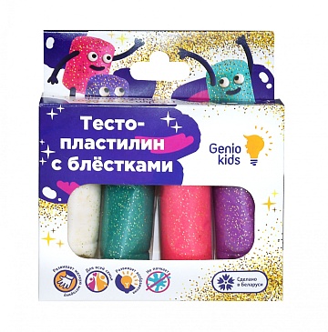 Набор для детской лепки «Тесто-пластилин 4 цвета с блёстками» TA1087