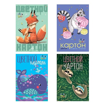 Набор цветного картона "Мультики" 10 листов, 10 цветов 82697